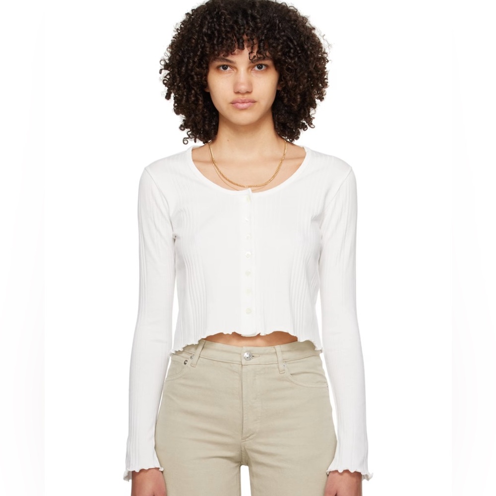APC Off White Lettuce Hem Cardigan S